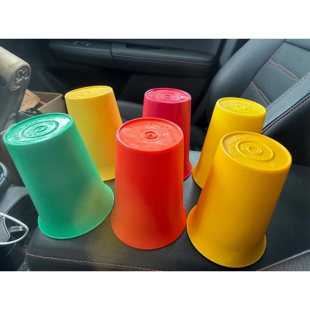 Vintage Tupperware Bell Tumblers Set of 6 Colorful Stackable Plastic Cups Retro